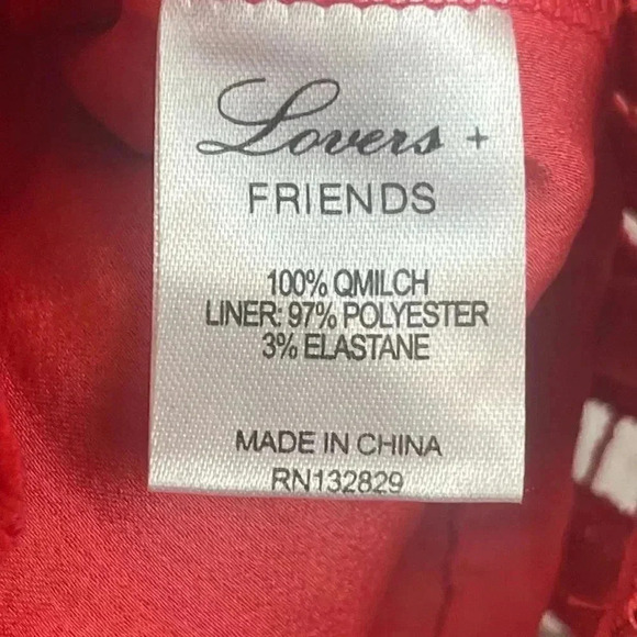 HP🔥Lovers + Friends Daycation Crop Top Blouse Lace Red M Short Sleeve Scallop - Picture 6 of 9